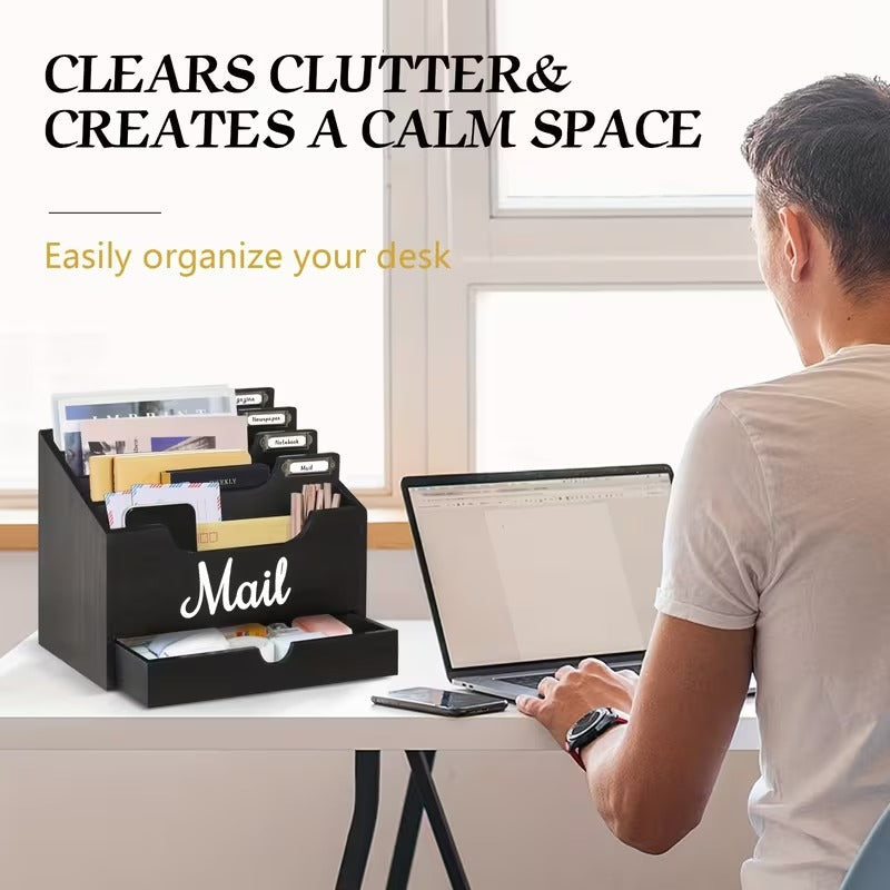 4-Slot Wood Mail Organizer