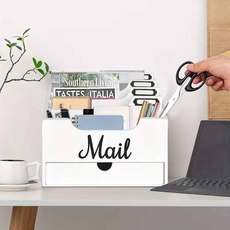 4-Slot Wood Mail Organizer
