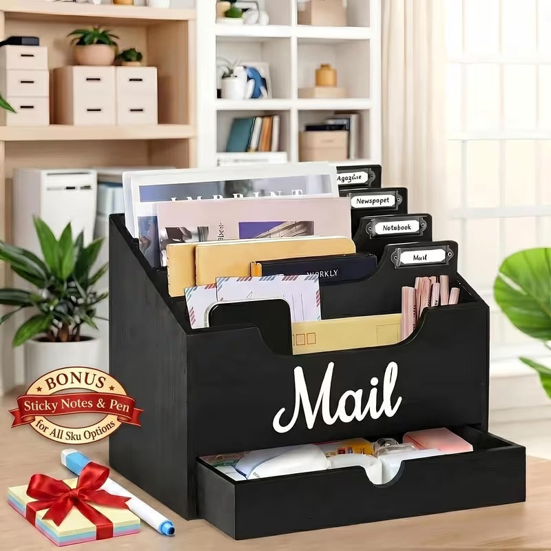 4-Slot Wood Mail Organizer