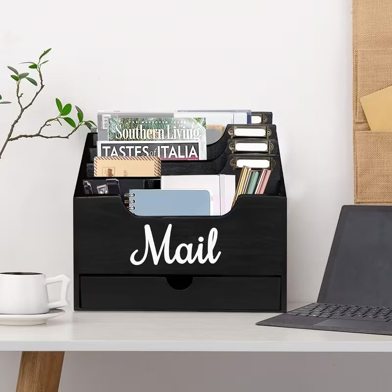 4-Slot Wood Mail Organizer