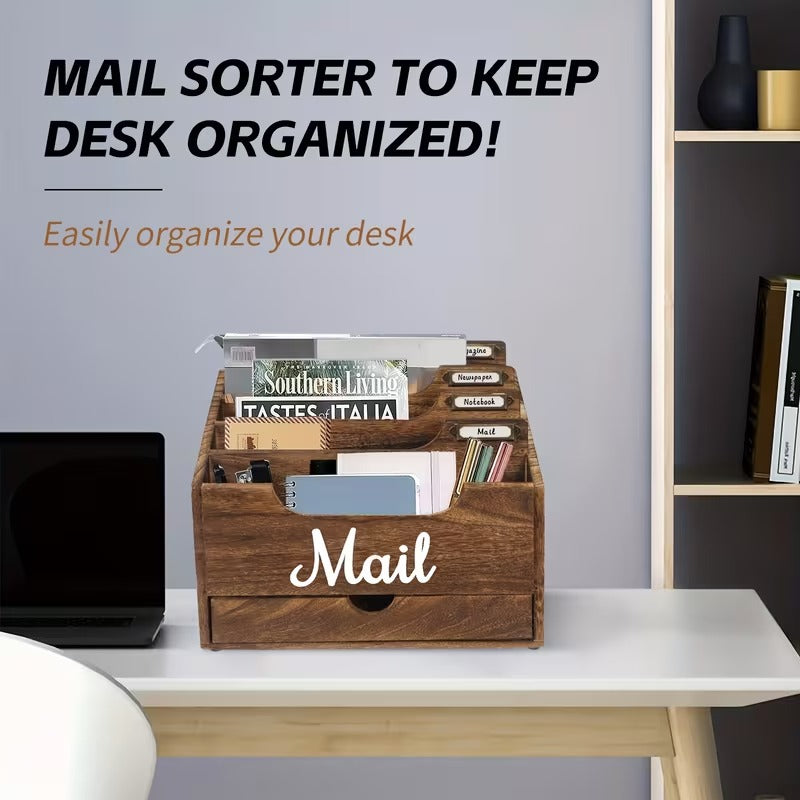 4-Slot Wood Mail Organizer