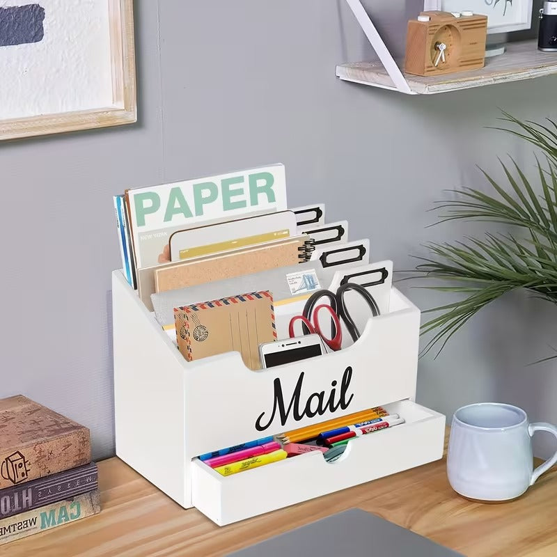 4-Slot Wood Mail Organizer