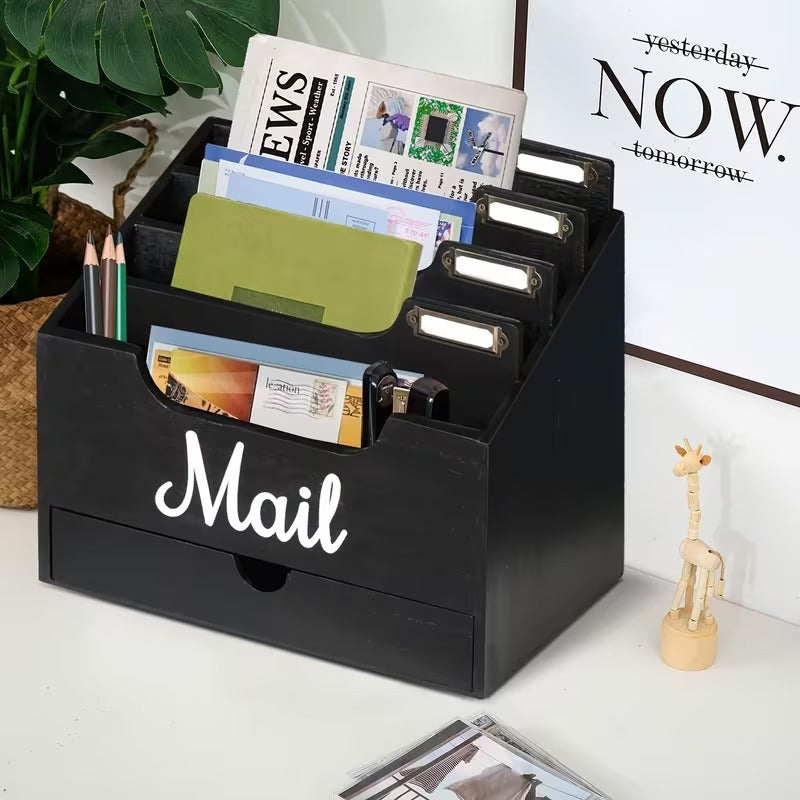 4-Slot Wood Mail Organizer