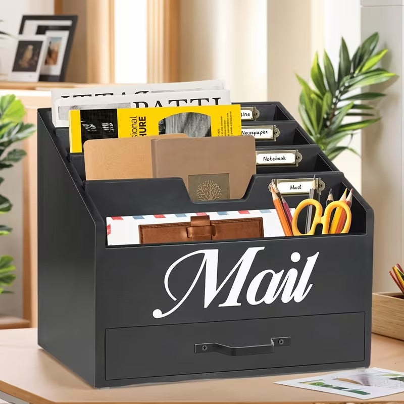 4-Slot Wood Mail Organizer