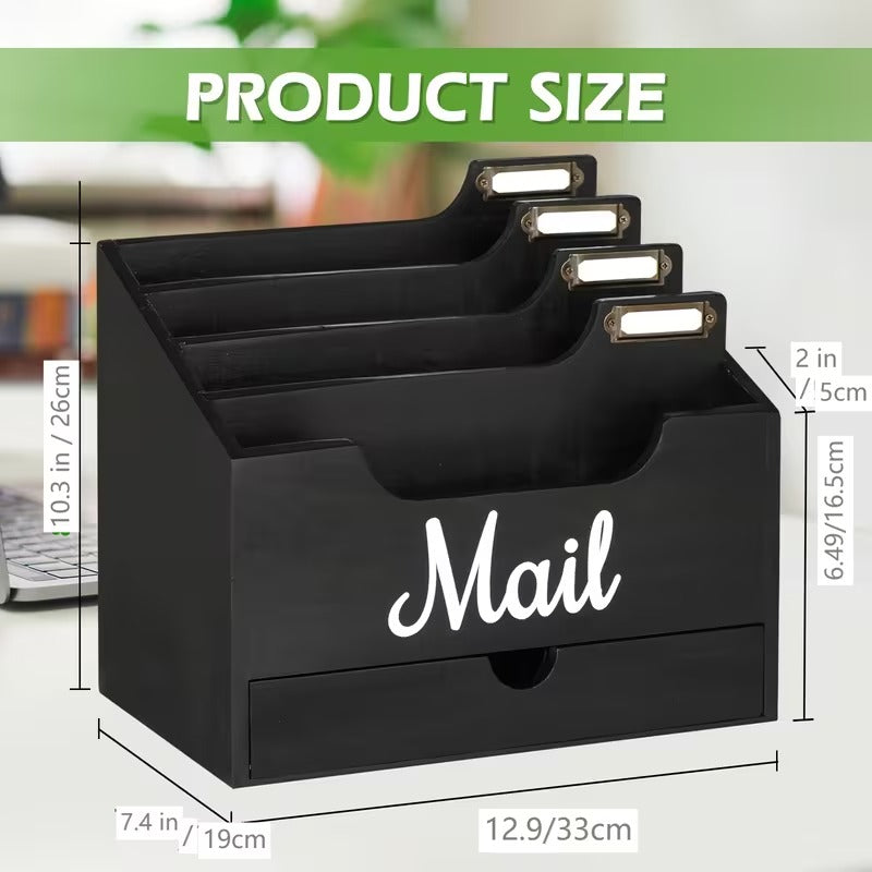 4-Slot Wood Mail Organizer
