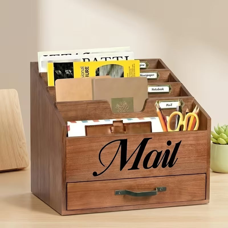 4-Slot Wood Mail Organizer