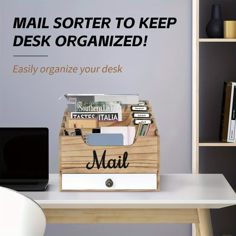 4-Slot Wood Mail Organizer
