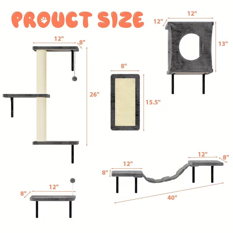 5-Piece Cat Wall Playground