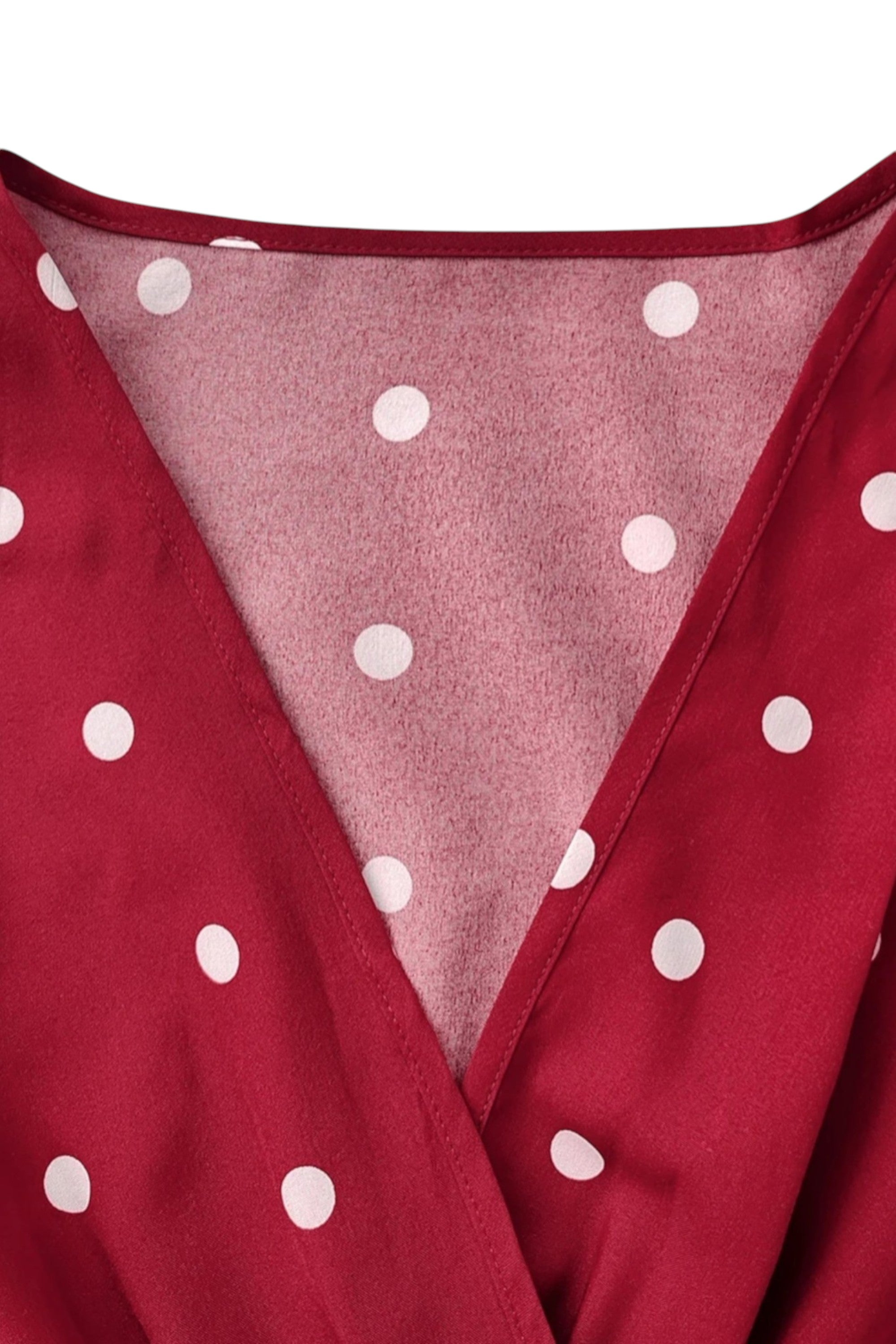Rumef | Contrast Polka Dot Pleated Long Dress for Women