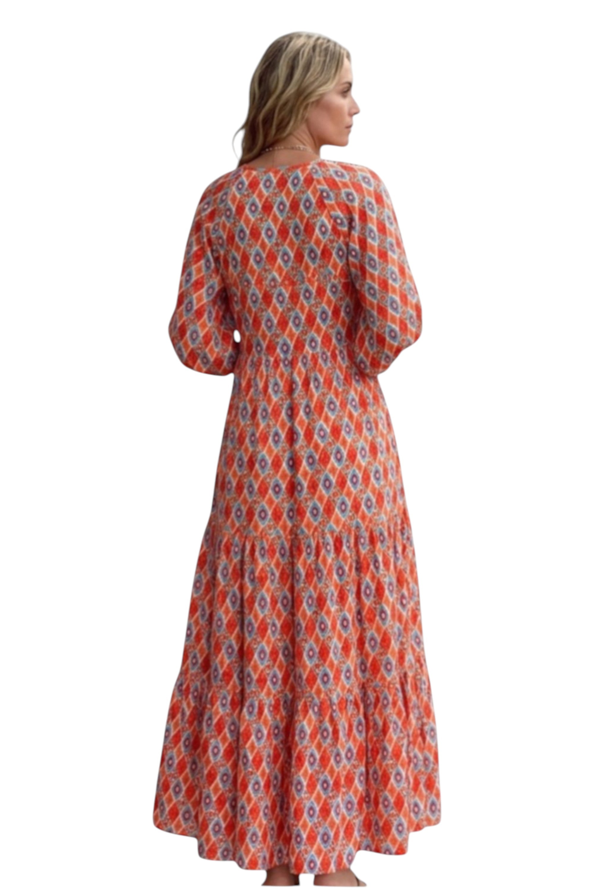 Rumef | Floral Boho Puff Sleeve Maxi Dress for Women