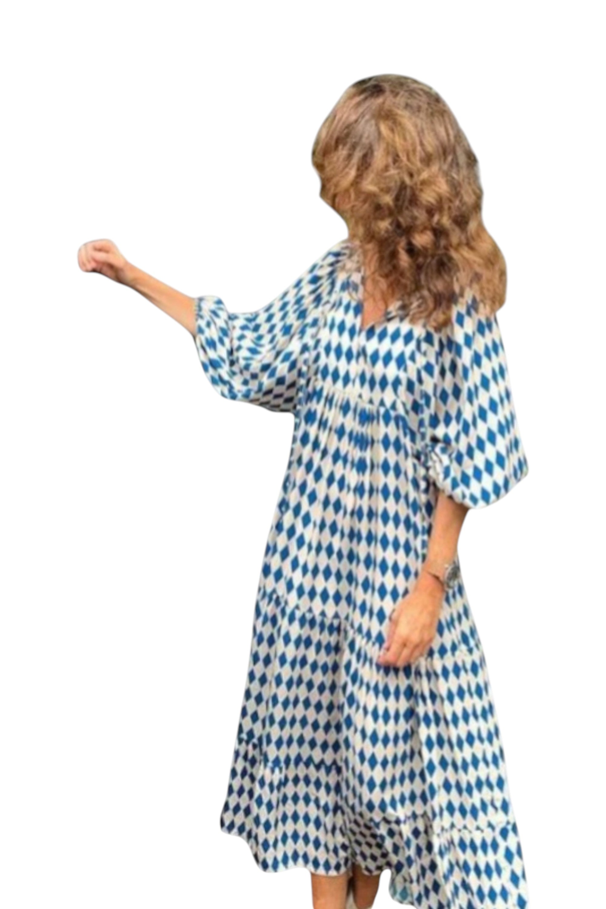 Rumef | Floral Boho Puff Sleeve Maxi Dress for Women