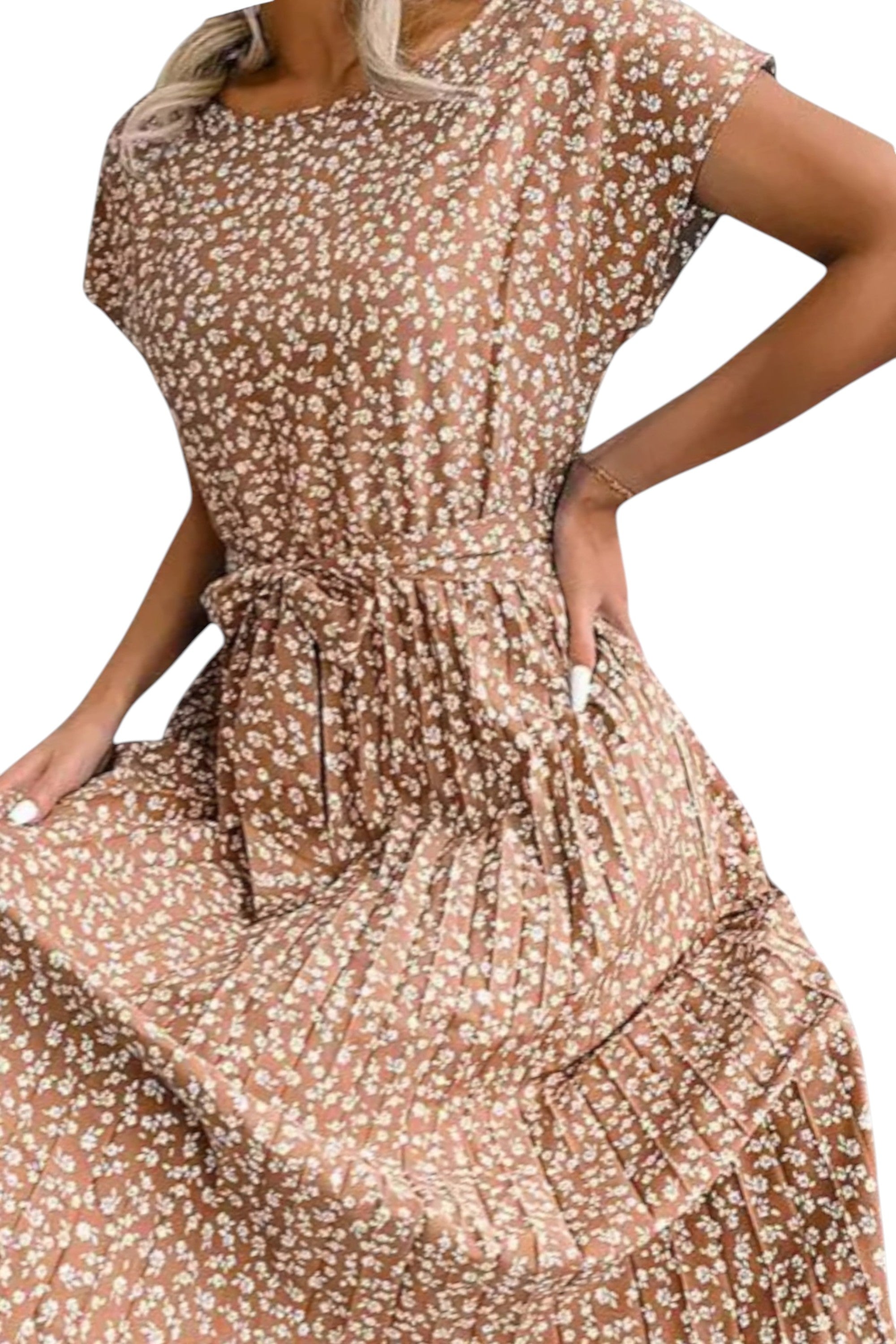 Rumef | Floral Pleated A-Line Dress for Women