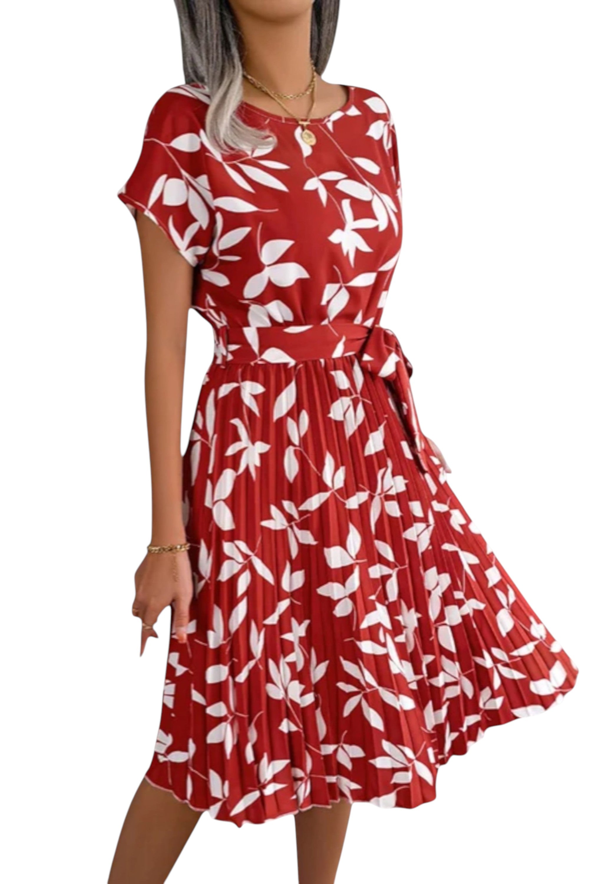 Rumef | Floral Pleated A-Line Dress for Women