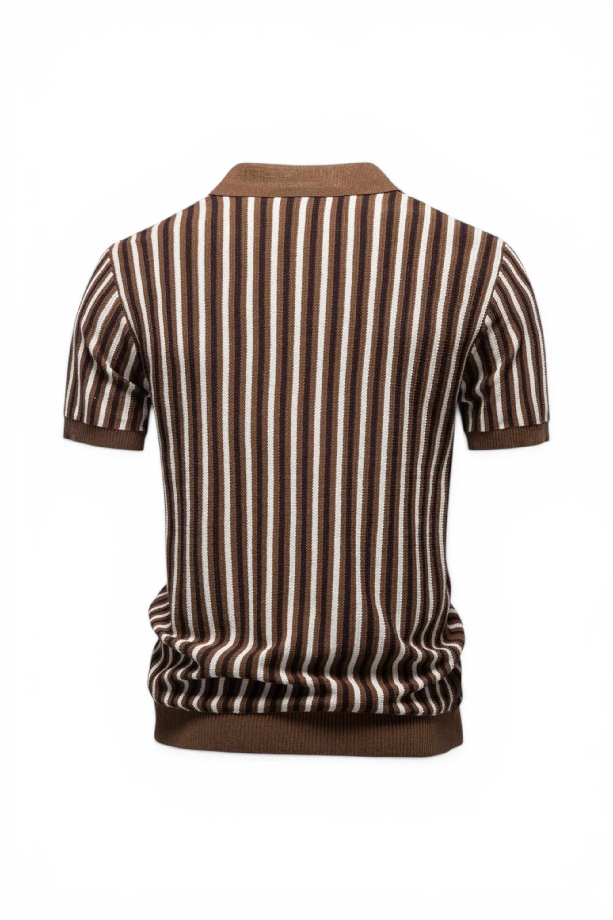 Brown and white striped shirt on a white background