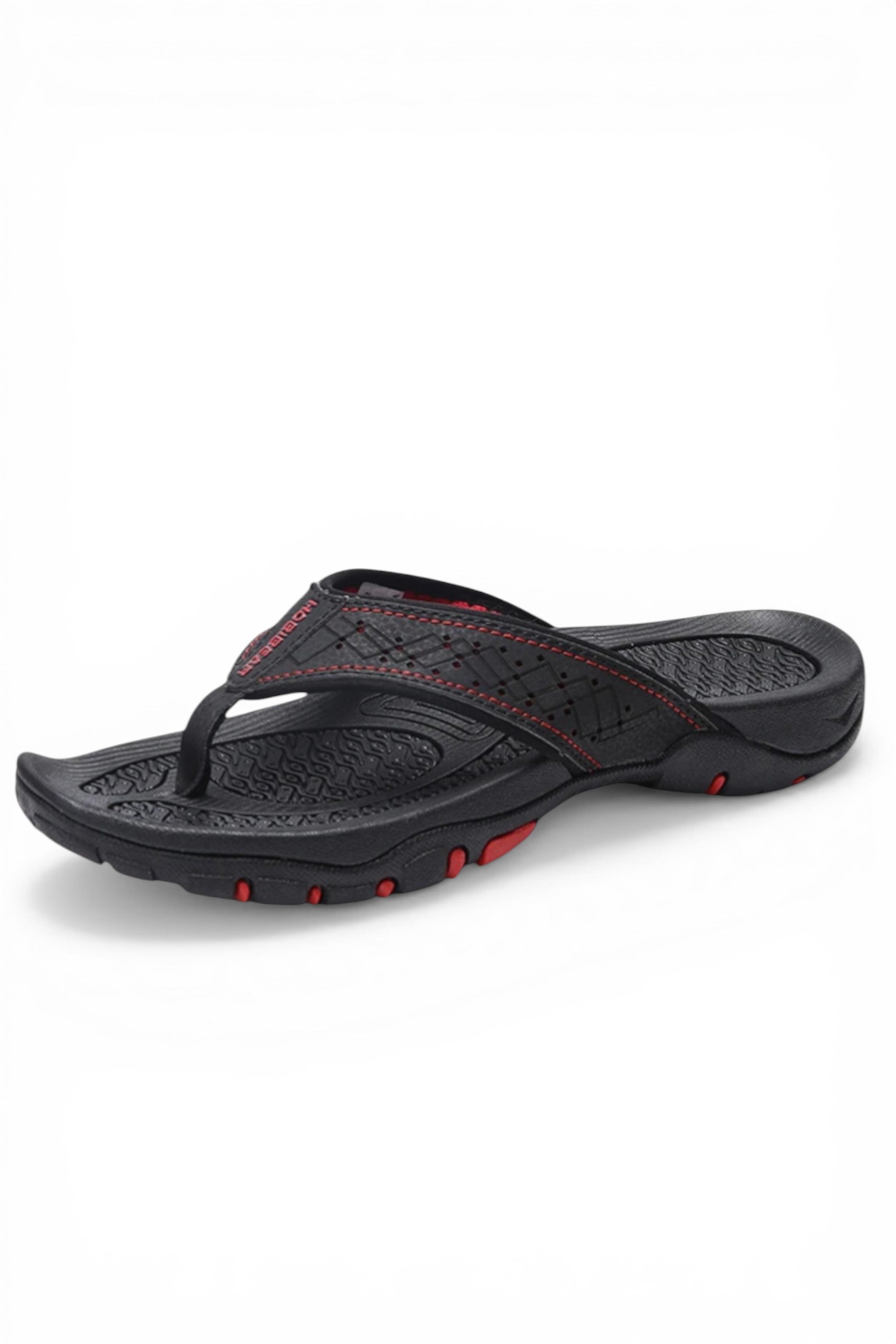 Black and red sandal on a white background