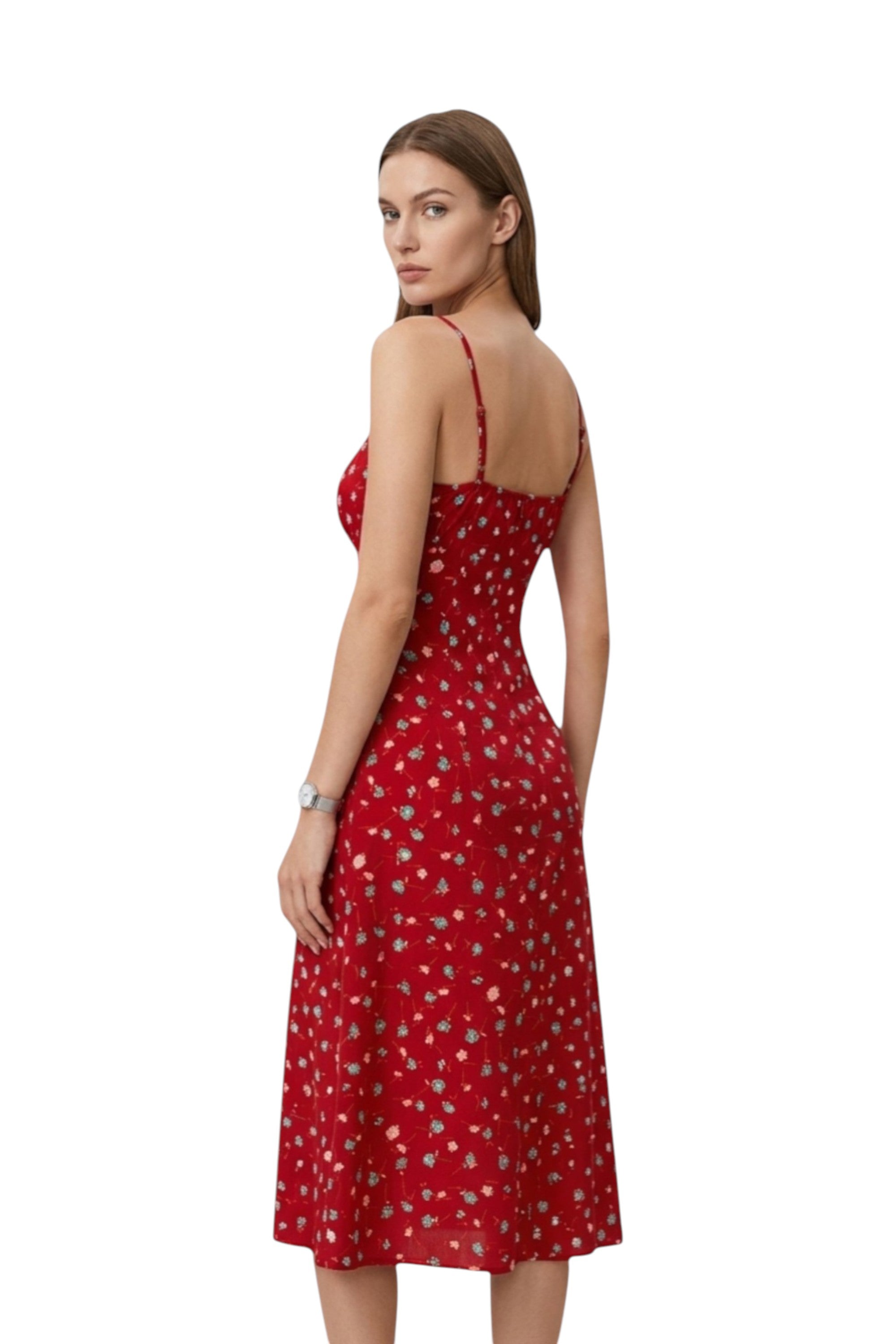 Rumef | Polka Dot Spaghetti Strap Slit Dress for Women