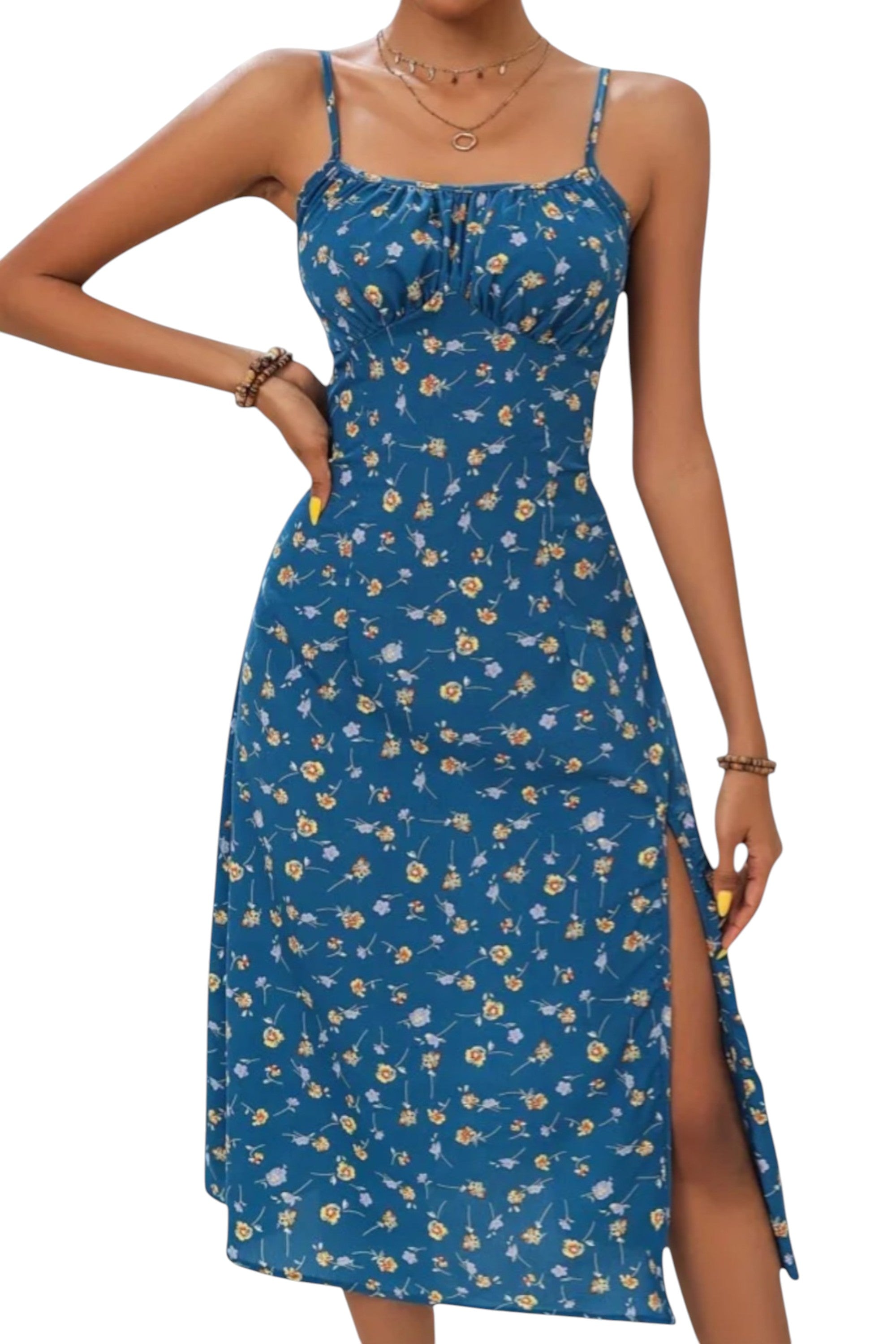 Rumef | Polka Dot Spaghetti Strap Slit Dress for Women
