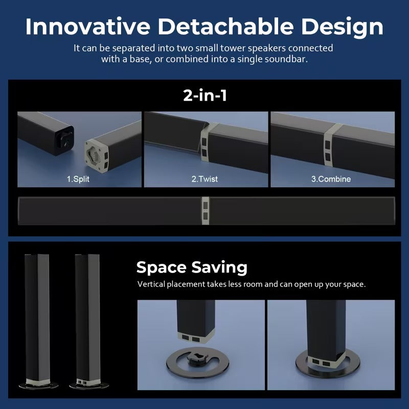 Advanced 2-in-1 TV Soundbar System