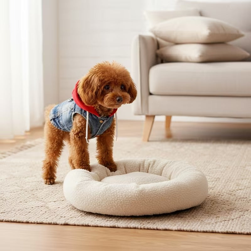Faux-Denim Pet Hoodie Vest