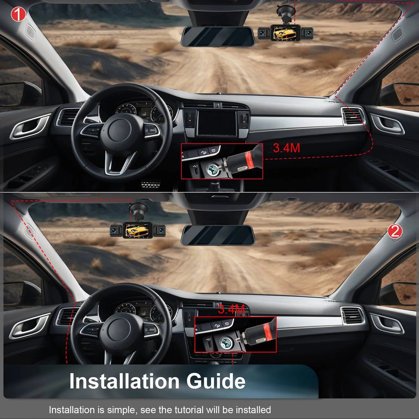 4-Lens 360-Degree Vehicle Dash Cam