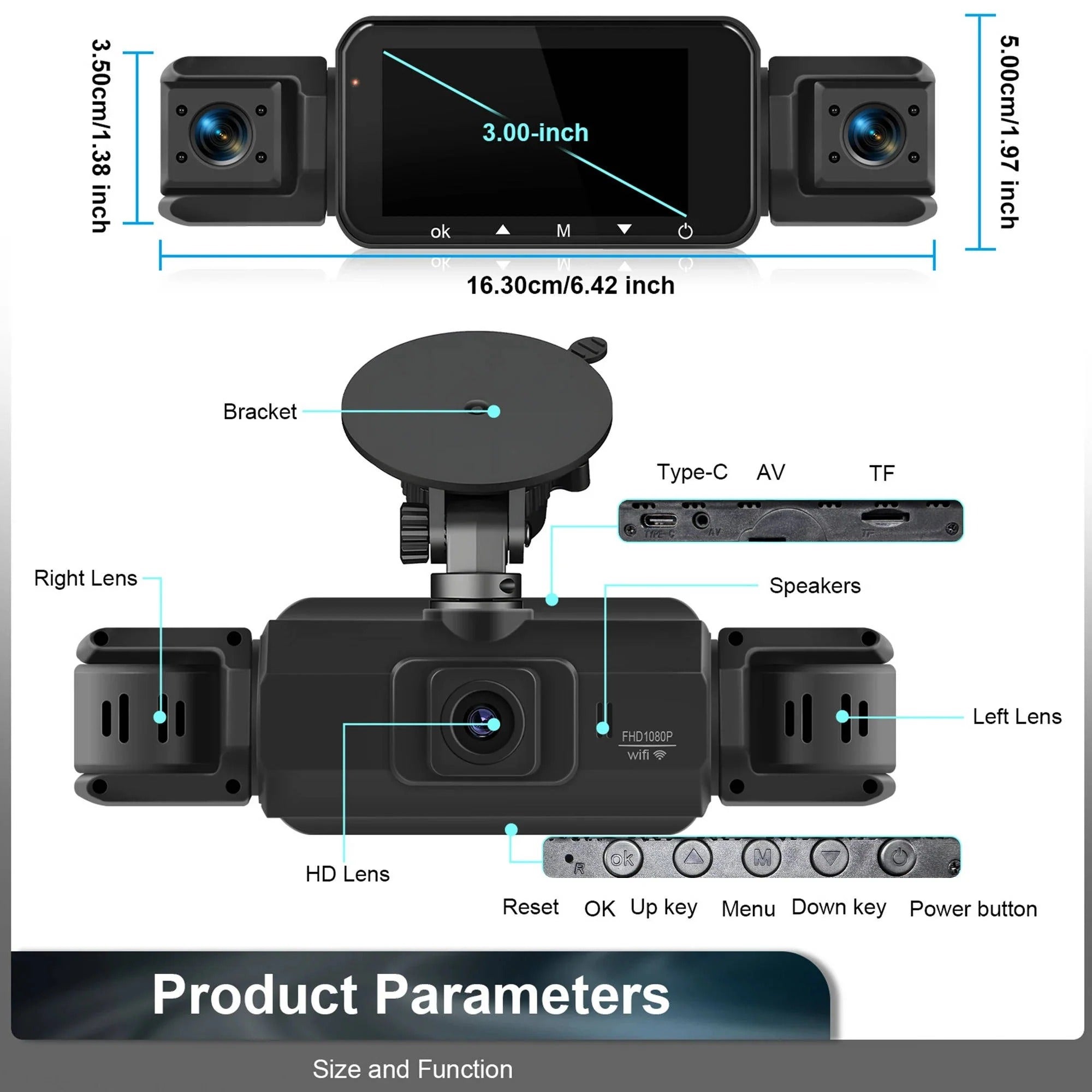 4-Lens 360-Degree Vehicle Dash Cam