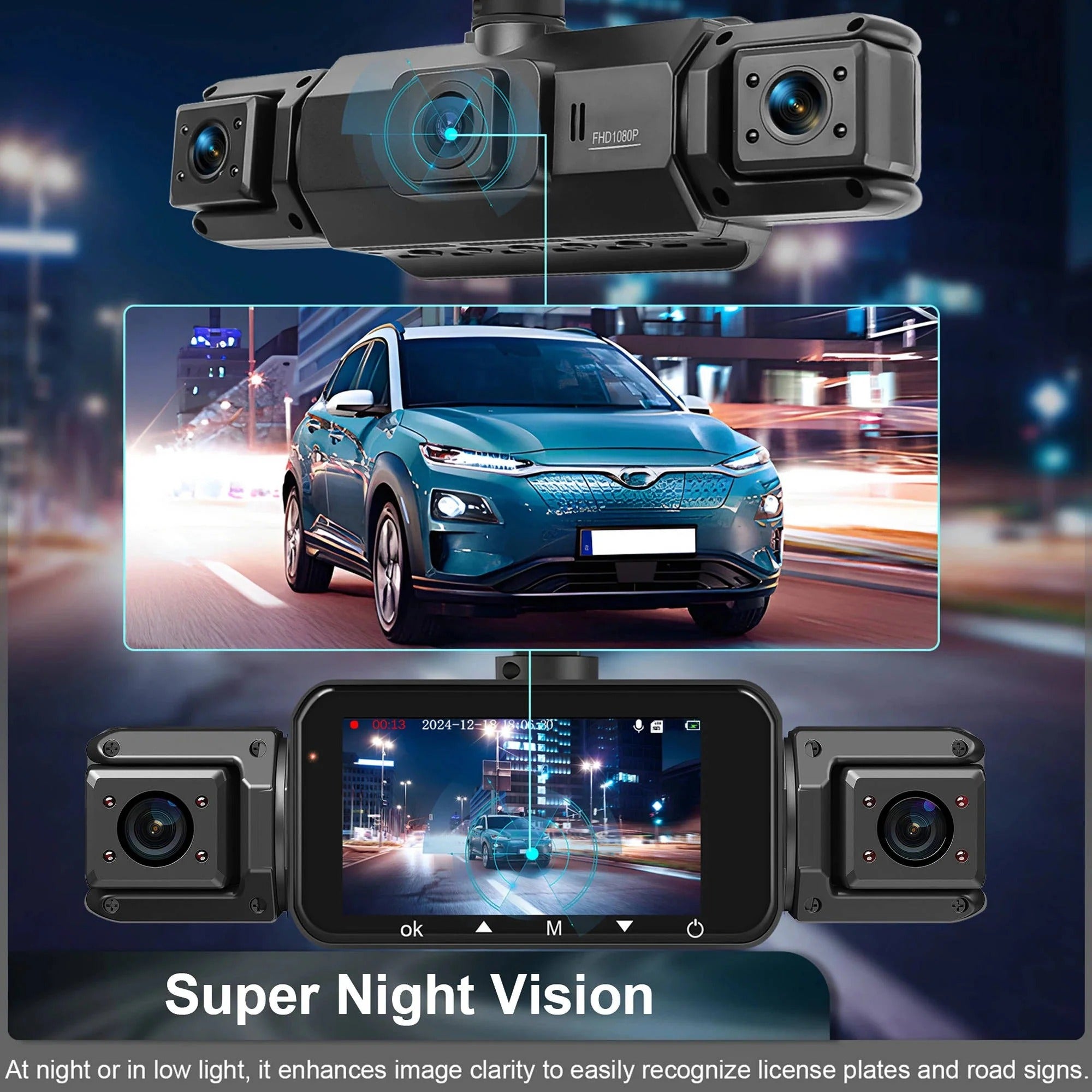 4-Lens 360-Degree Vehicle Dash Cam