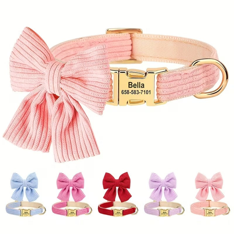 Personalized Bow Dog Collar