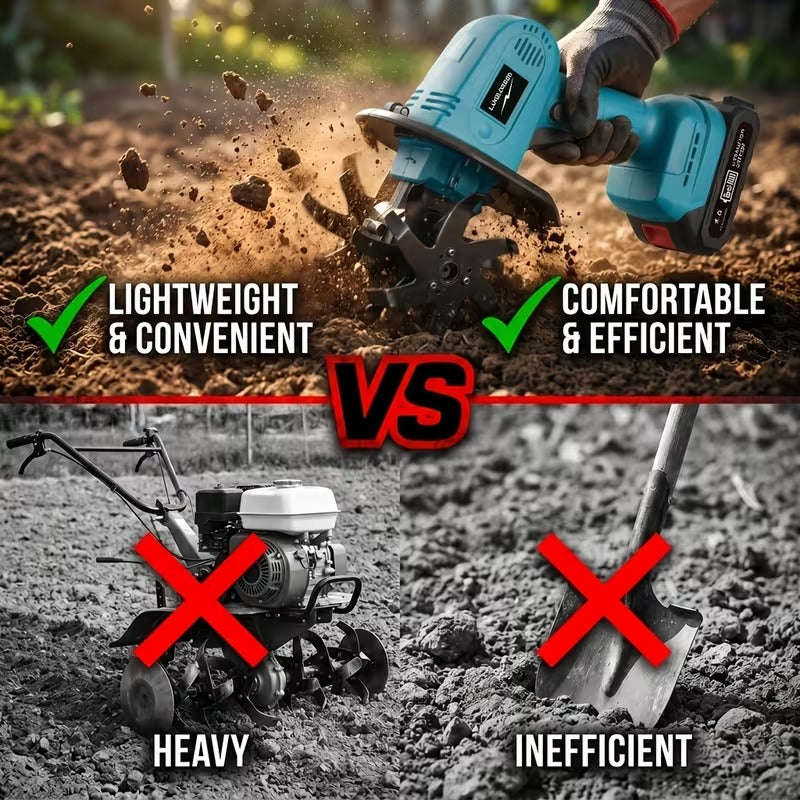 Powerful 20V Cordless Garden Tiller