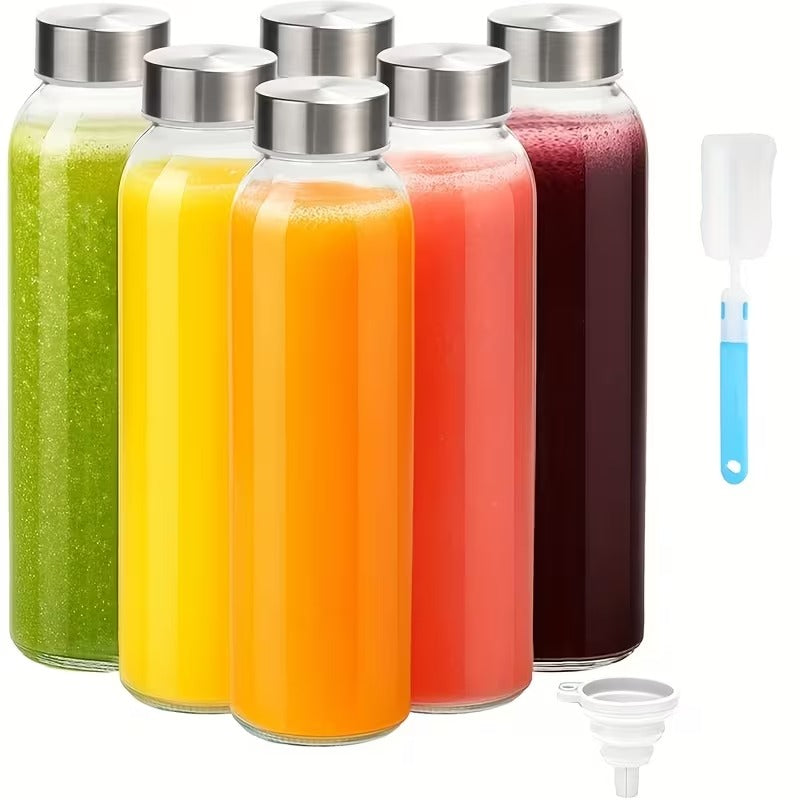 Premium 6-Pack Glass Juice Bottles