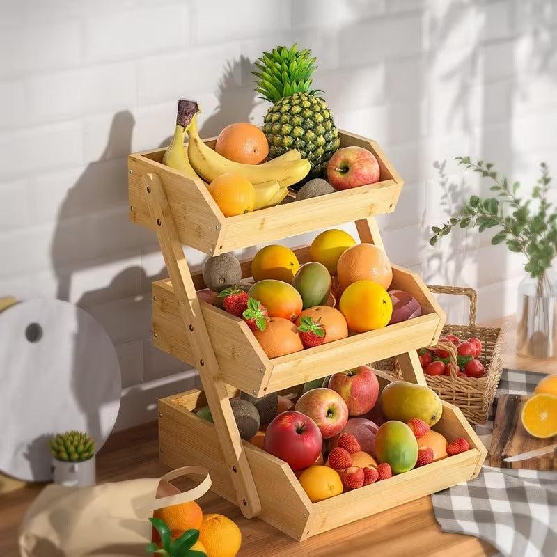 Premium Wooden Produce Organizer