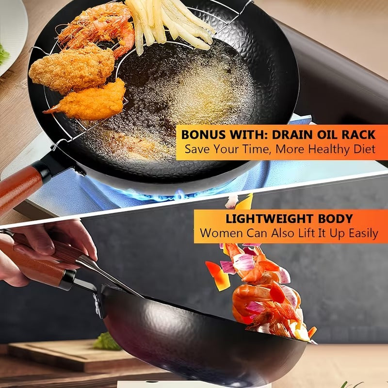 Pro-Grade Cast Iron Wok Set