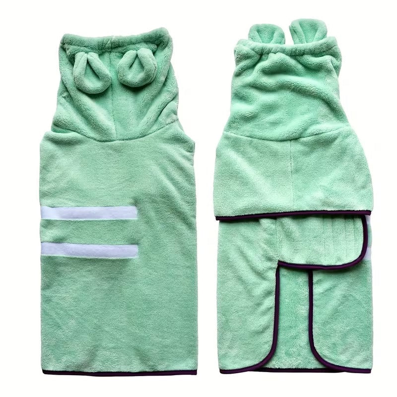 Ultra-Absorbent Hooded Dog Bathrobe