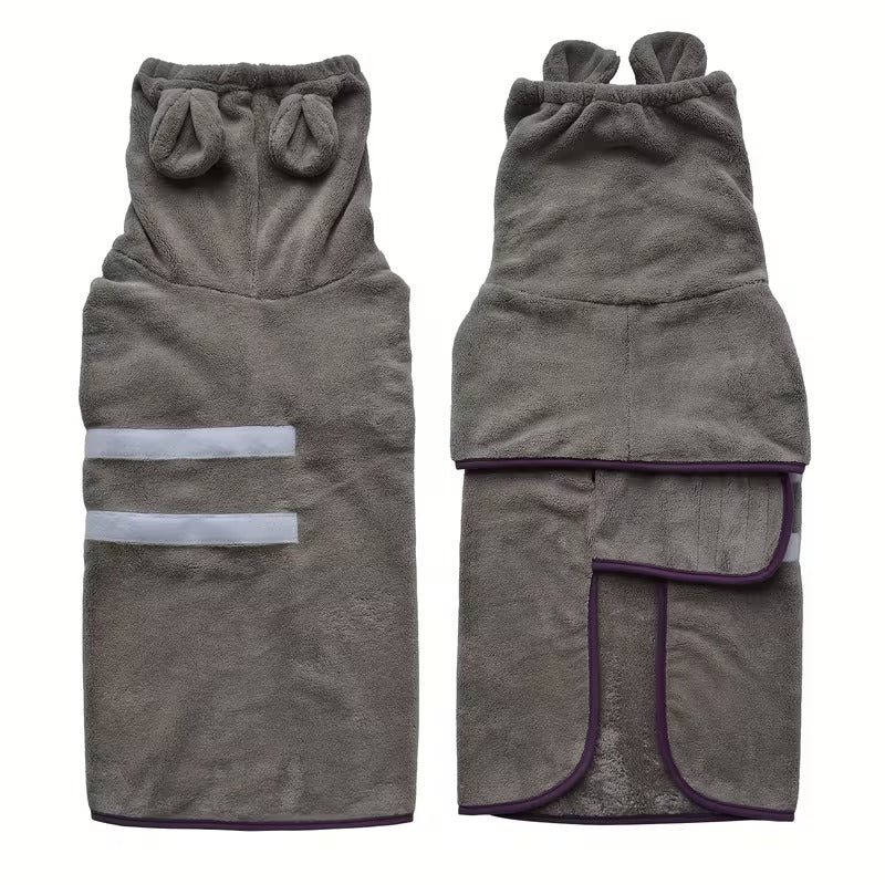 Ultra-Absorbent Hooded Dog Bathrobe