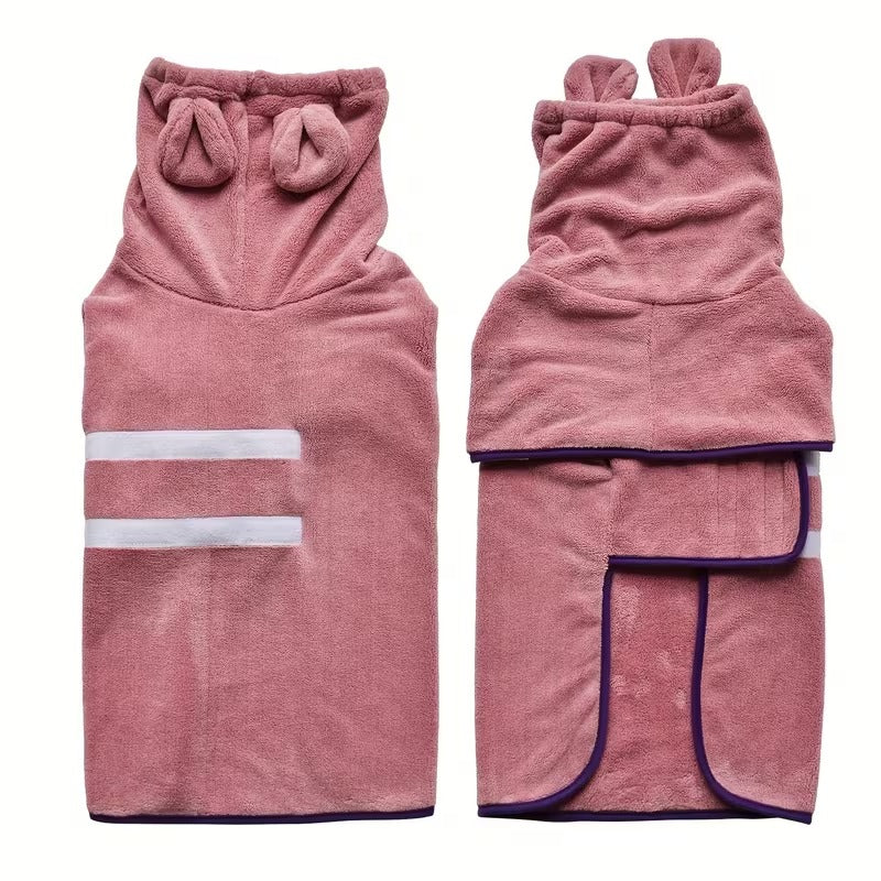 Ultra-Absorbent Hooded Dog Bathrobe