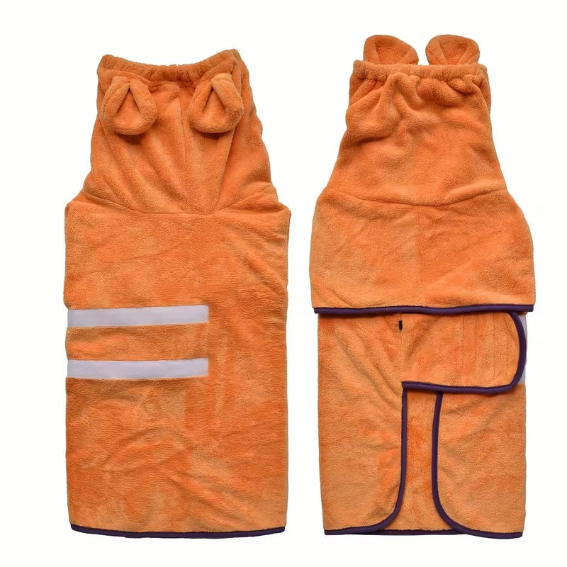 Ultra-Absorbent Hooded Dog Bathrobe