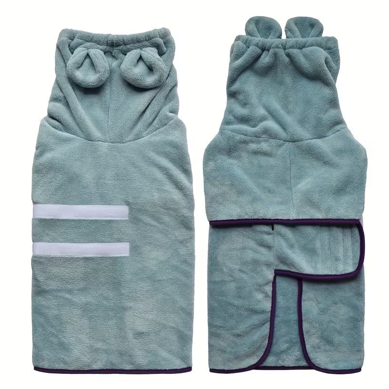 Ultra-Absorbent Hooded Dog Bathrobe
