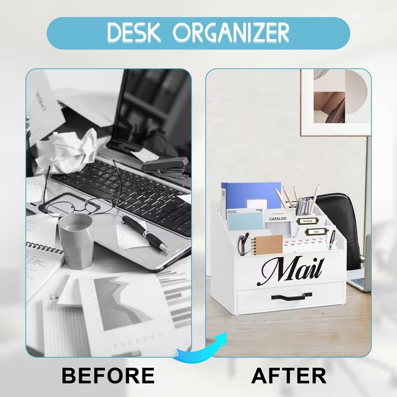 4-Slot Wood Mail Organizer