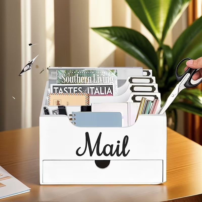 4-Slot Wood Mail Organizer