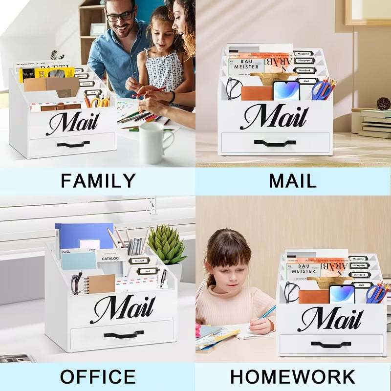 4-Slot Wood Mail Organizer
