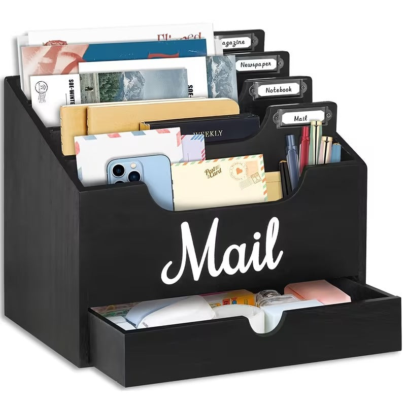 4-Slot Wood Mail Organizer