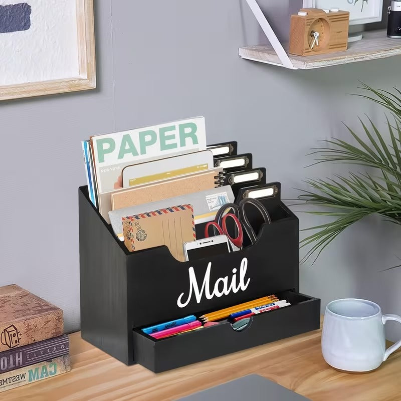 4-Slot Wood Mail Organizer