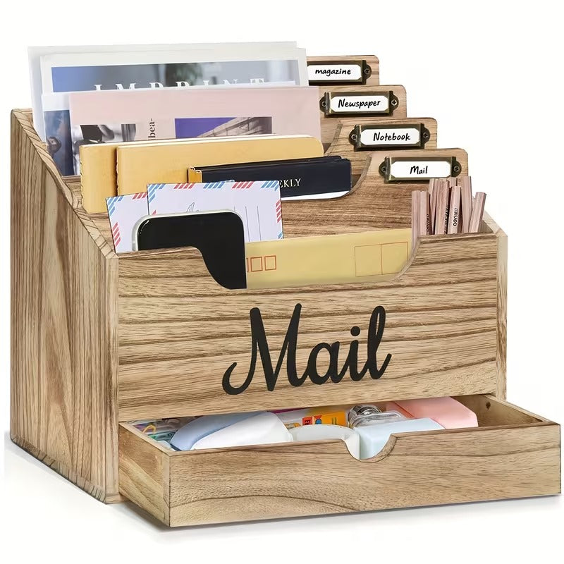 4-Slot Wood Mail Organizer