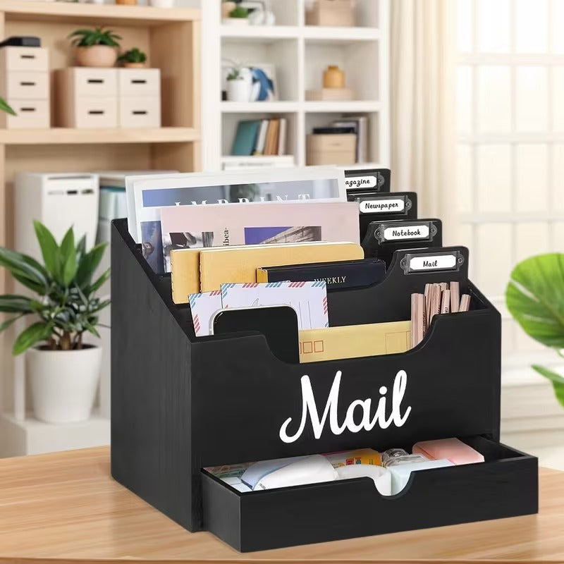 4-Slot Wood Mail Organizer
