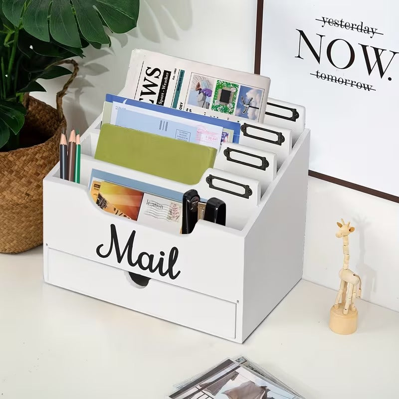 4-Slot Wood Mail Organizer