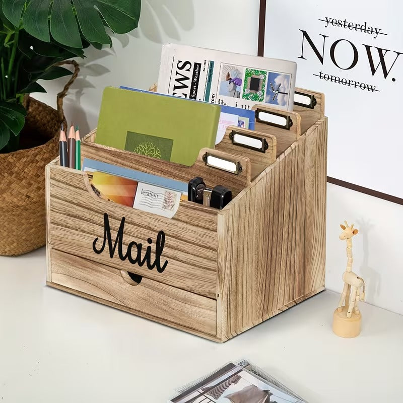 4-Slot Wood Mail Organizer