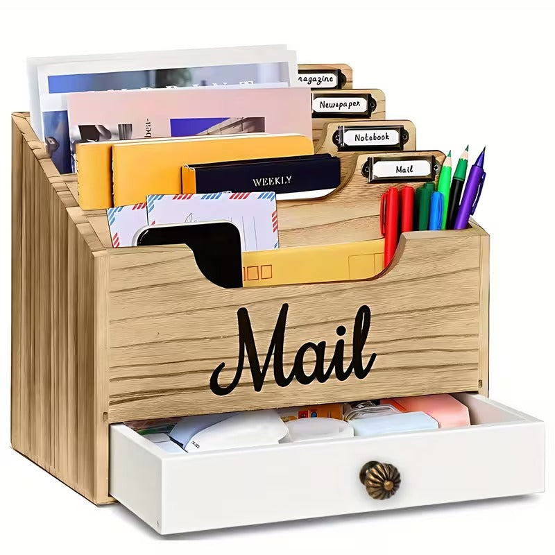 4-Slot Wood Mail Organizer