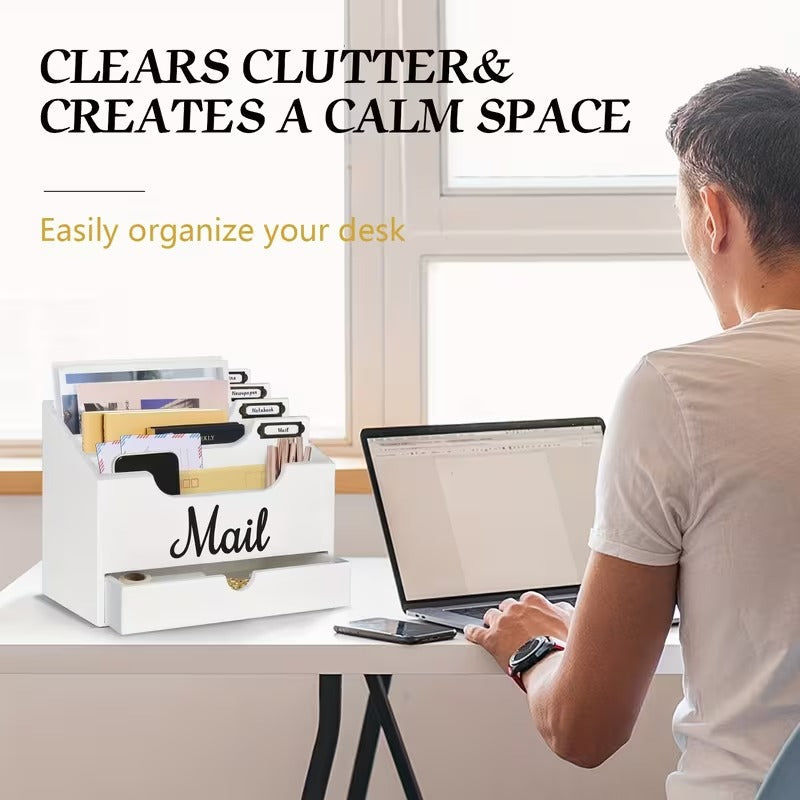 4-Slot Wood Mail Organizer