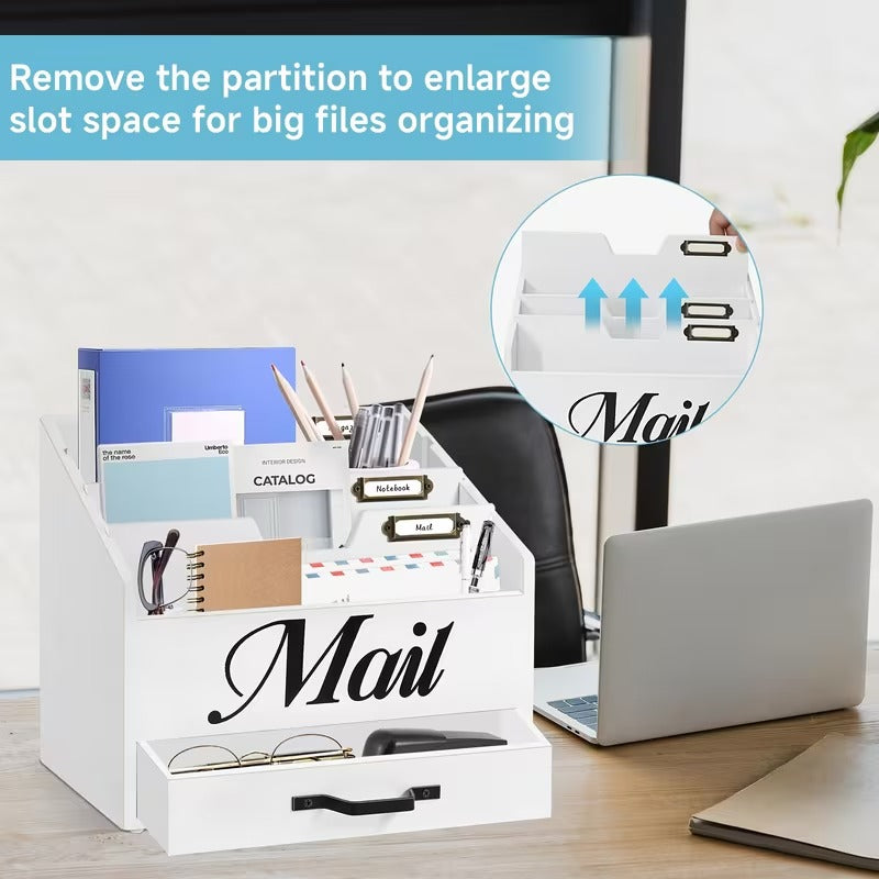4-Slot Wood Mail Organizer