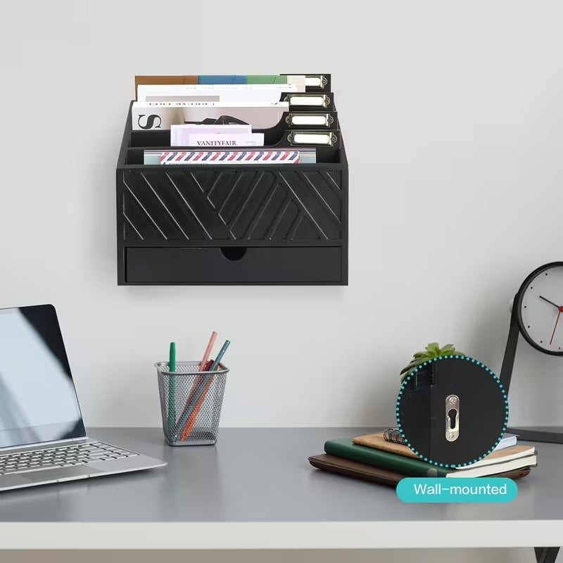 4-Slot Wood Mail Organizer