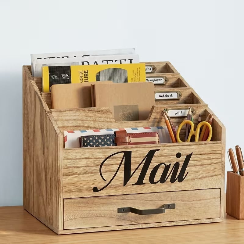 4-Slot Wood Mail Organizer
